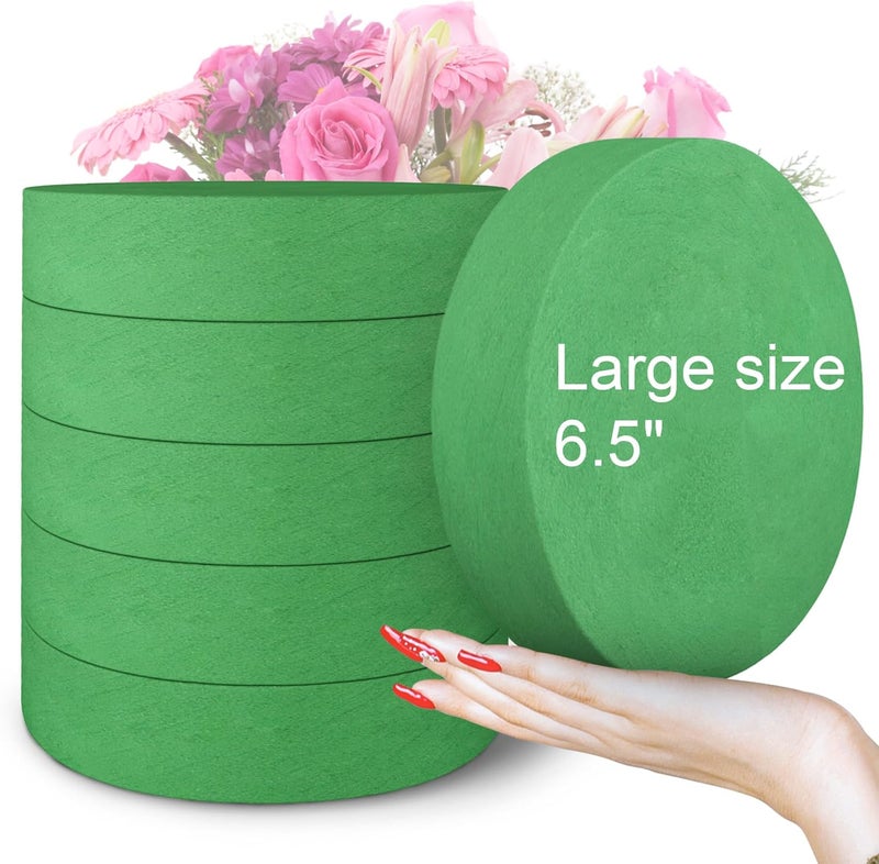 Max Shape 6 Pcs Floral Foam Round Blocks, Large Wet and Dry Green Foam for Artificial and Fresh Flower Arrangement,Flower Foam Blocks for Wedding Party Decorations (6.49 Inch) - Image 1